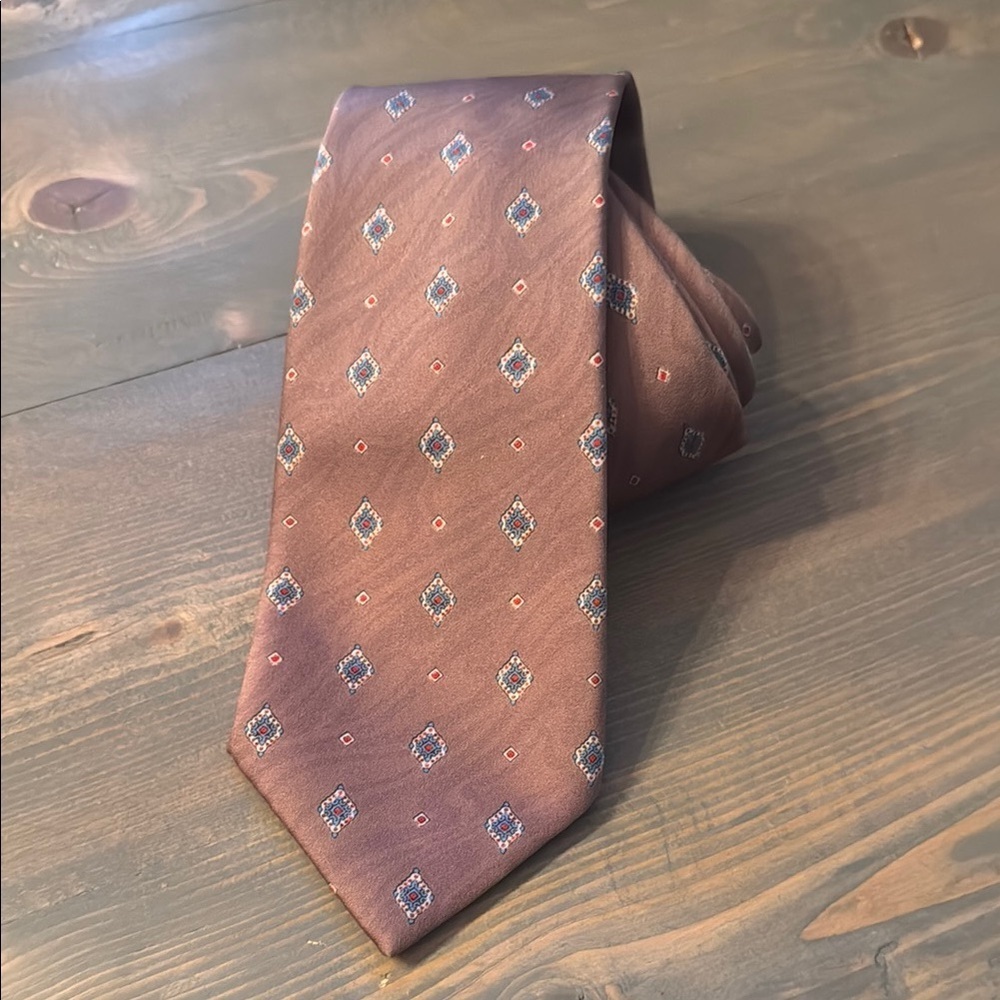 Vintage Oscar de la Renta Elegant Brown Patterned Men's Tie